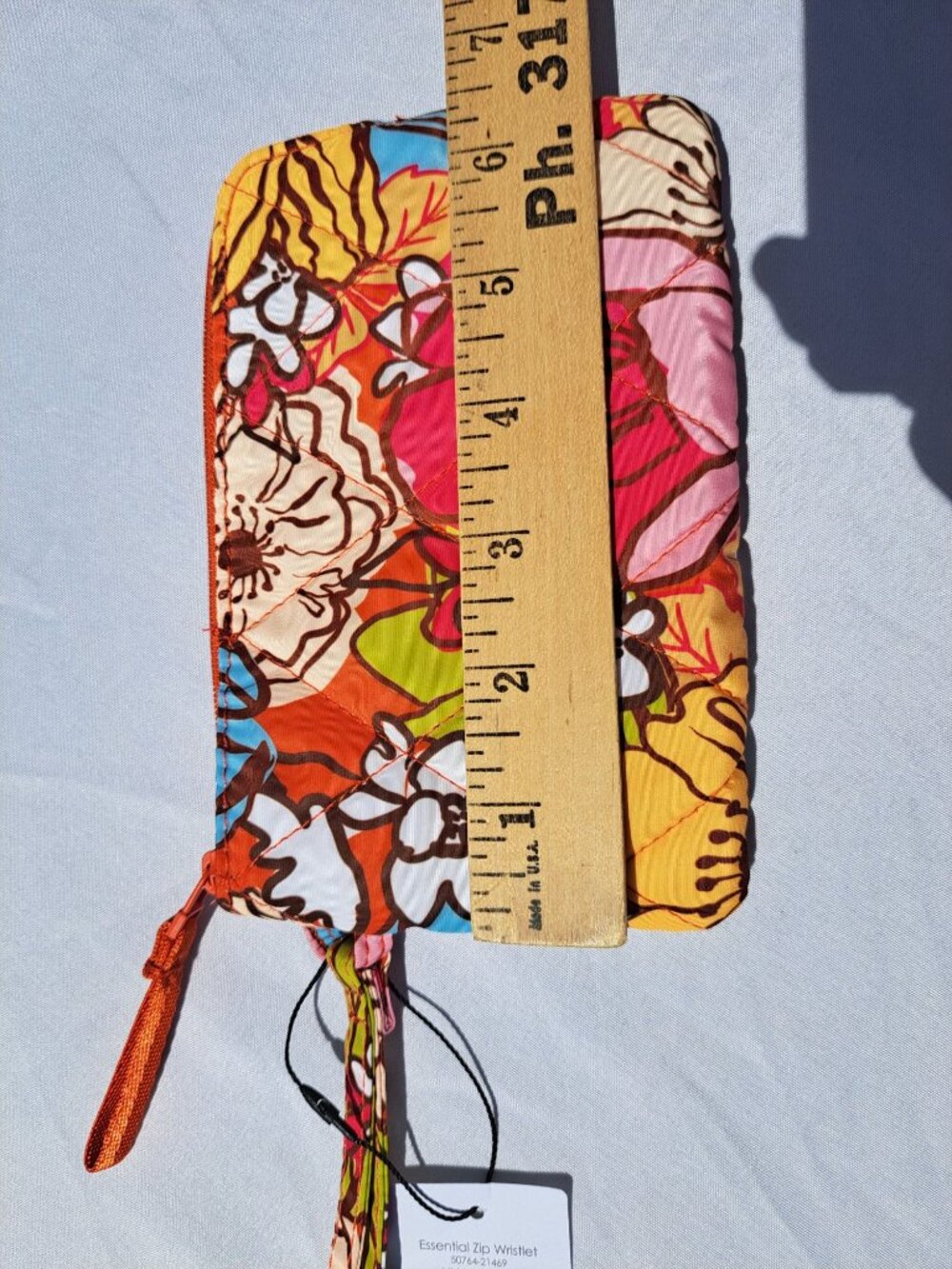 New Vera Bradley Essential Zip Wristlet - Midday Garden Floral Print Strap - Picture 7 of 8